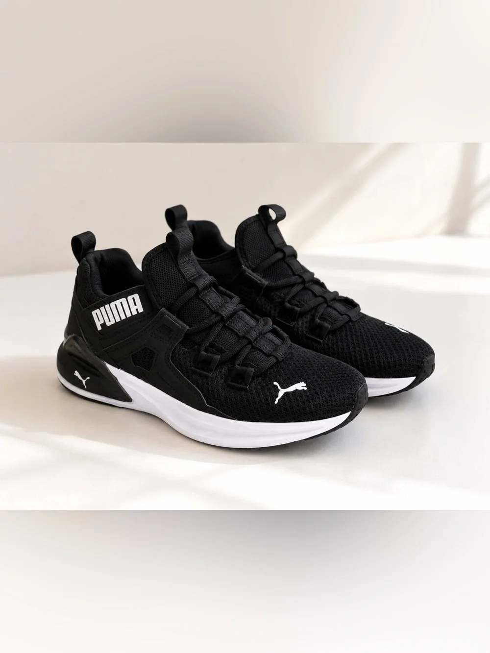 Puma Kids Black & White Mesh Athletic Sneakers